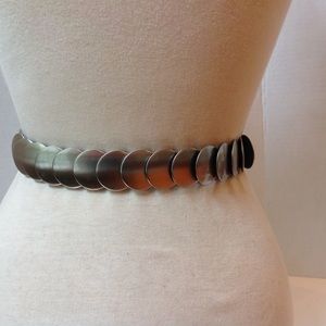 Vintage Silver Coin Metal Belt Stretch Wrap